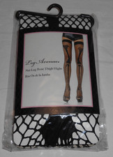 LEG AVENUE Net Leg Bone Thigh Highs BLACK One Size BRAND NEW