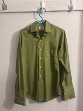 True Vintage 60s JCPenny Towncraft Green Button Dress Cuff Link Shirt Size M