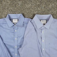 Charles Tyrwhitt Shirt Mens 17.5/36 Blue Button Up Classic Long Sleeve LOT OF 2