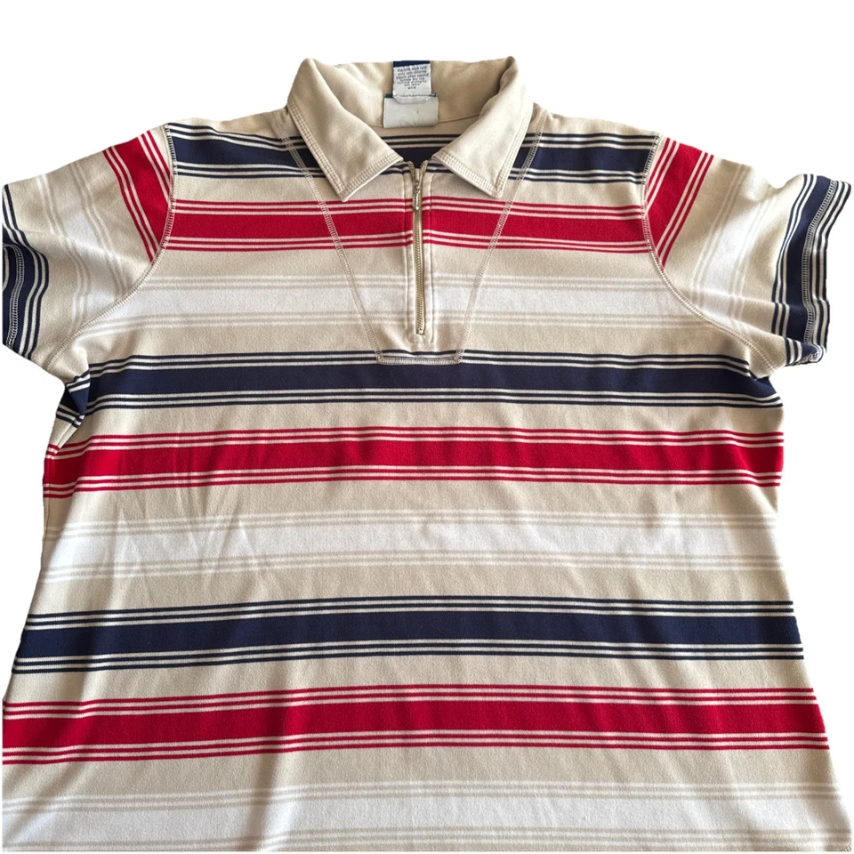 Женская желтовато-коричневая красная сине-белая рубашка поло для гольфа Venezia Jeans Clothing Co. размер 18/20 - Изображение 3 из 4