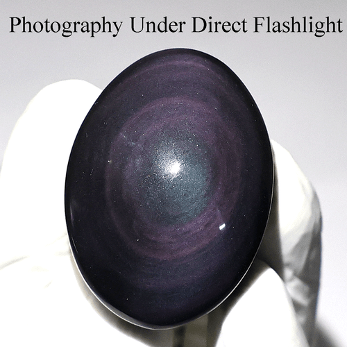 Ojo Cósmico 73.6 CT Obsidiana Arco Iris Natural 37x27mm Cabujón Piedra Preciosa de Alta Calidad - Imagen 5 de 9