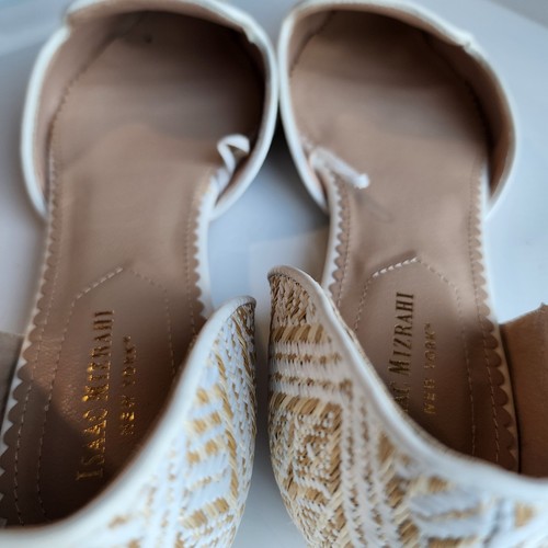 Isaac Mizrahi Nueva York Blanco y Dorado Tejido Texturizado D’orsay Pisos Talla 9.5 Primavera - Imagen 5 de 12