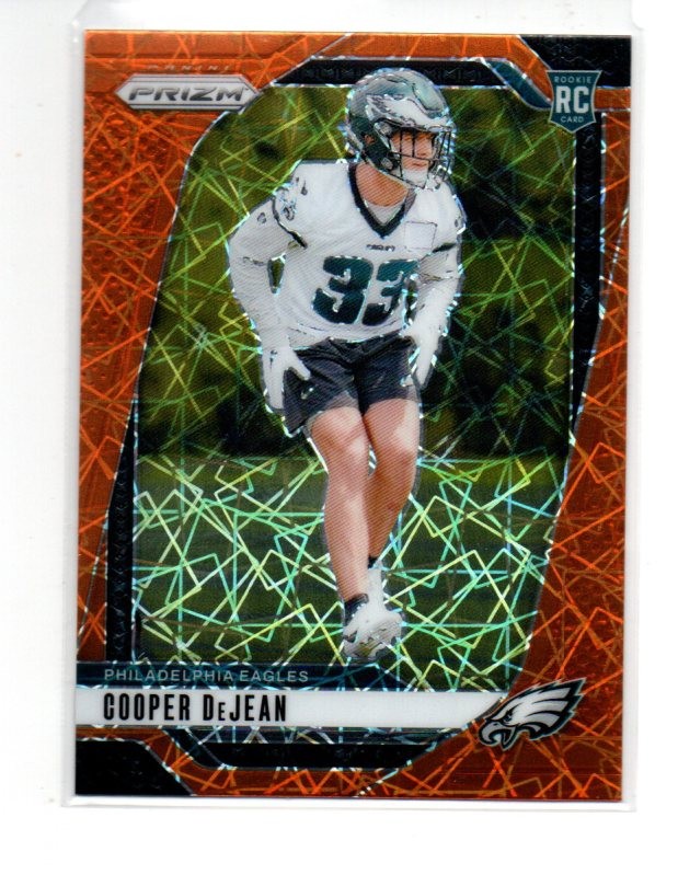 2024 Panini Prizm Cooper DeJean RC Orange Lazer Prizm Rookie #321 Eagles