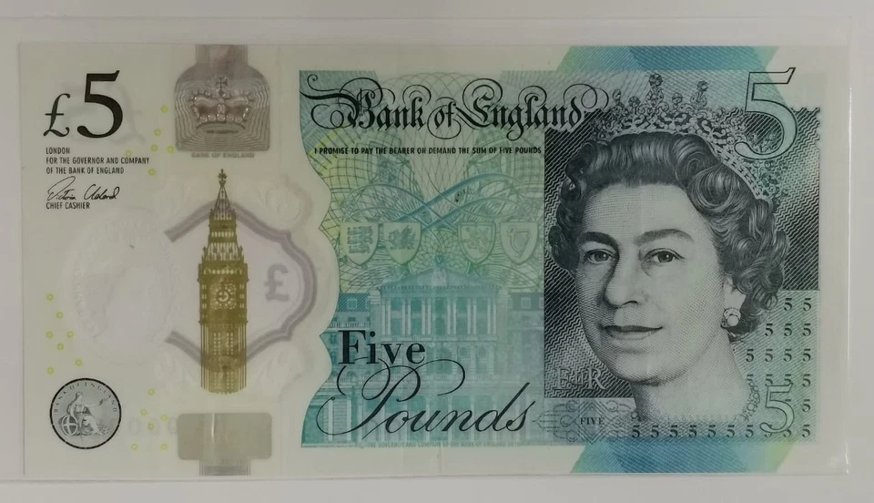 Mazuma *F2698 Bank Of England 2015 Polymer 5 Five Pounds AH48 000006 GVF - Image 2 of 2