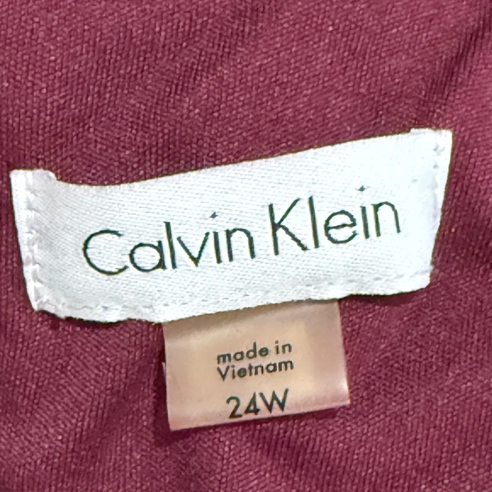 Calvin Klein Burgundy crushed Velvet Bell Sleeve Dress 24W Holiday Christmas - Image 4 of 4