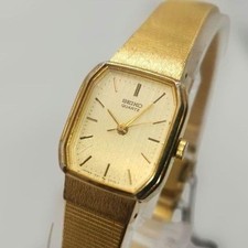 Seiko 1221-5530 Gold Slim Square Women's Watch (Working Condition)