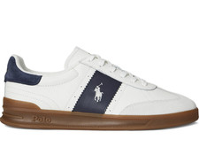 Image of Polo Ralph Lauren Heritage Leather Trainers | White Navy | UK Size 8 | RRP £120