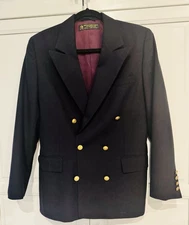 Vintage 80’s  BROOKS BROTHERS Blazer Wool Double Breasted Gold Button Size-38R