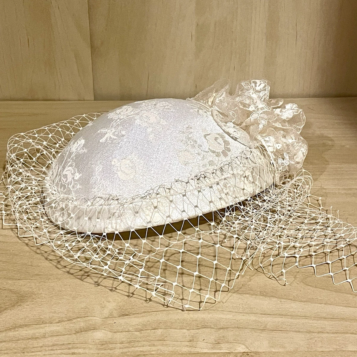 Mr John Classic Vintage Cream Wool Felt Hat Floral Lace Rhinestone Accents Mr. John Felt Women main image 3