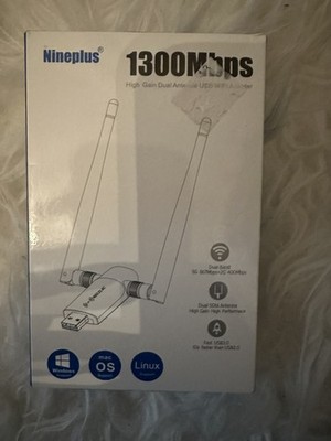 1300Mbps USB WiFi Adapter with Dual 5Dbi Antennas - Fast, Reliable Connectivity