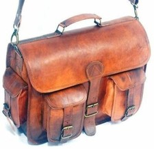 Borsa vintage in pelle da uomo Messenger S borsa a tracolla per laptop valige...