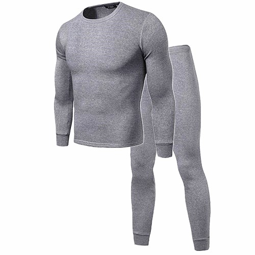 Men 100% Cotton Thermal Fleece Lined Long Johns Warm Underwear Top+Pants 2PC Set - Picture 10 of 15
