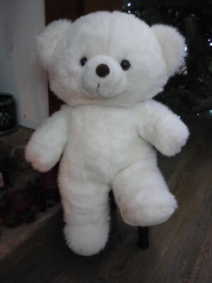 Vintage Debenhams weißer Teddybär weiches Plüschtier 19 Zoll/48 cm