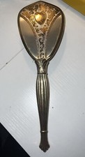 Vintage Gold Tone Brass Vanity Hair Brush Nylon Bristles