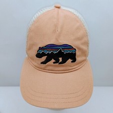 Patagonia Fitz Roy Trucker Snapback Hat Mesh Salmon One Size Fits All Bear Logo