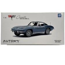 AUTOart 1/18 Chevrolet Corvette Metallic Blue Coupe 1963 Sebring 71182 MINT