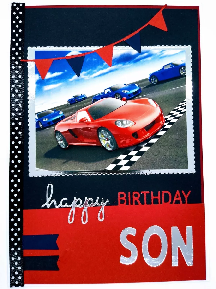 Carte Anniversaire Voiture Gratuite à Imprimer Carte Joyeux Anniversaire A5 personnalisée / hommes / adolescents / garçons / voiture de sport rouge 3D | eBay