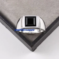 Natural Black Onyx Gemstone with 925 Sterling silver Ring for Men's #99