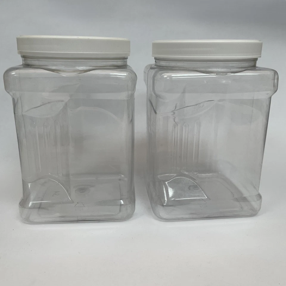 Empty Plastic Container Jar 30 oz. Clear White Cap Lot of 2 - Image 3 of 4