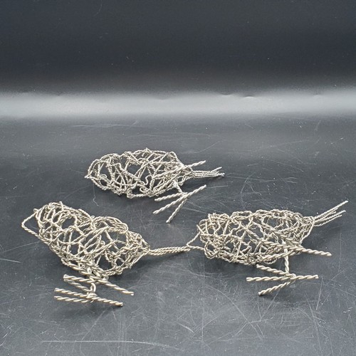 Juego de 3 esculturas de aves de alambre de metal - Imagen 6 de 7