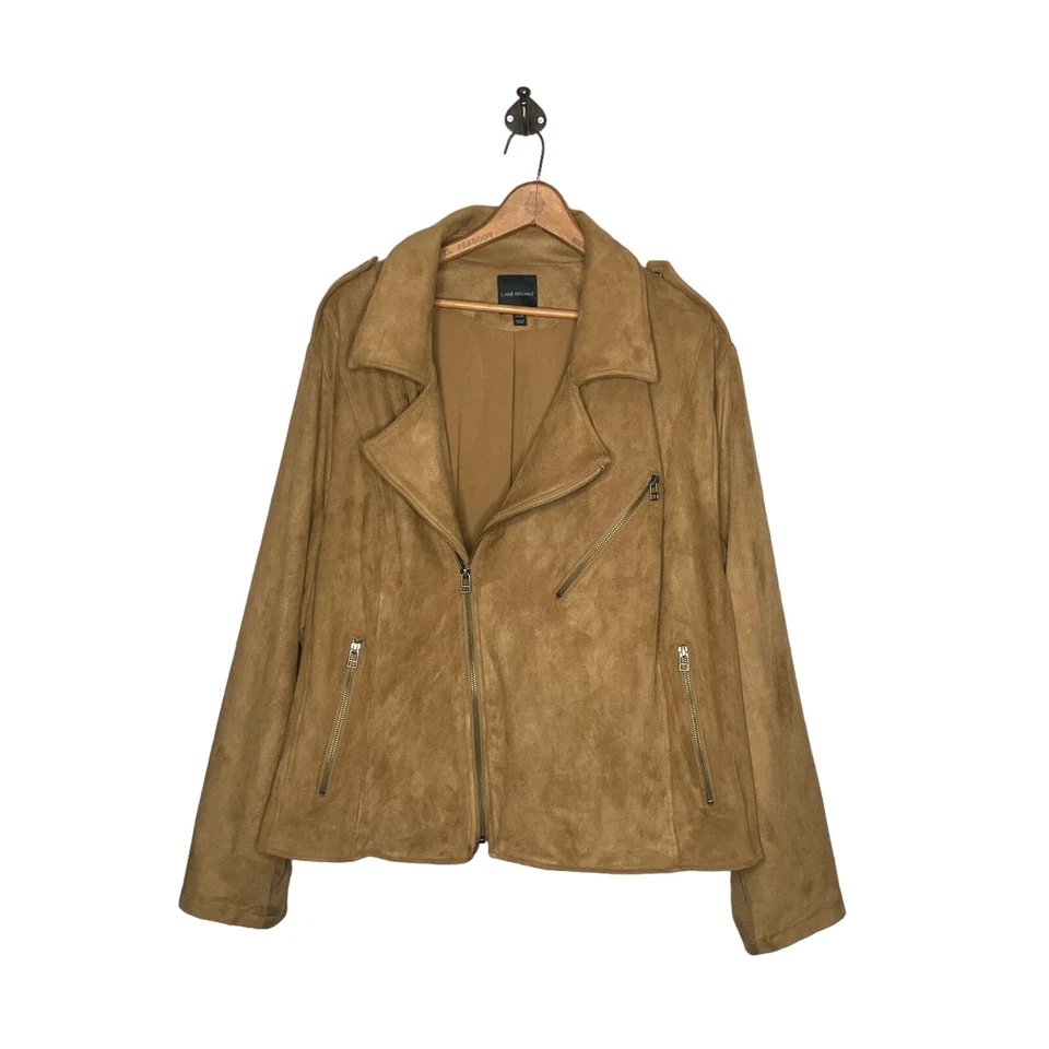 Chaqueta de Moto Lane Bryant Talla 26/28 Tucson Bronceada Imitación Vegana Elastizada Plus 3X Foto 4 de 4