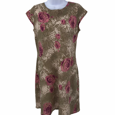 Vintage 90s Abstract Floral Dress Womens Size 7 8 Muted Tied Back Grunge
