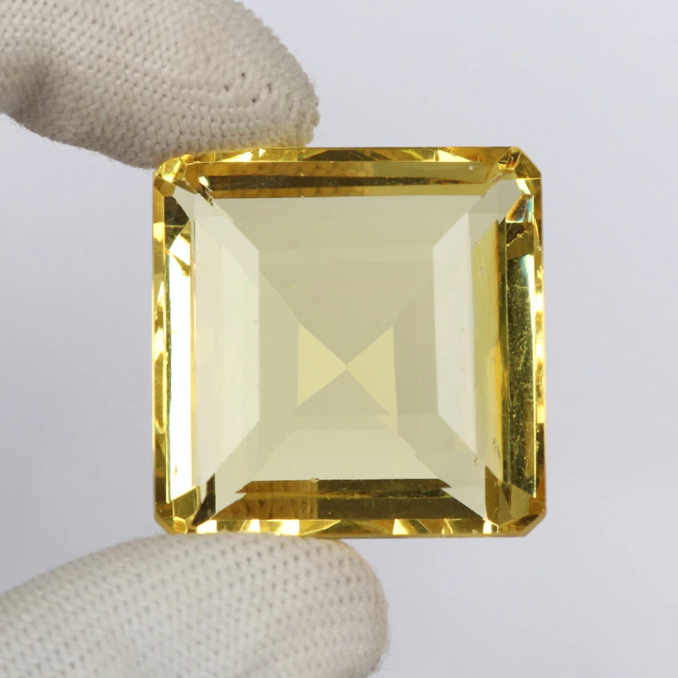 75 Ct Square Shape Lab Created Hydrothermal Light Yellow Citrine for Pendants - Image 4 of 4
