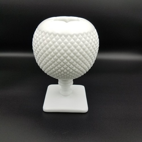 Vintage WESTMORELAND English Hobnail Ivy Rose Bowl White MILK GLASS Pedestal 7" - Picture 4 of 8