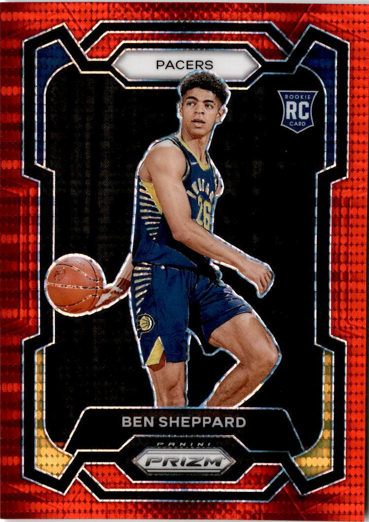 2023-24 Panini Prizm #172 Ben Sheppard Prizms Red Seismic #/299 Indiana Pacers