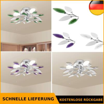 Deckenleuchte Kristall Blätter Deckenlampe Kronleuchter Lampe Leuchte Wohnzimmer