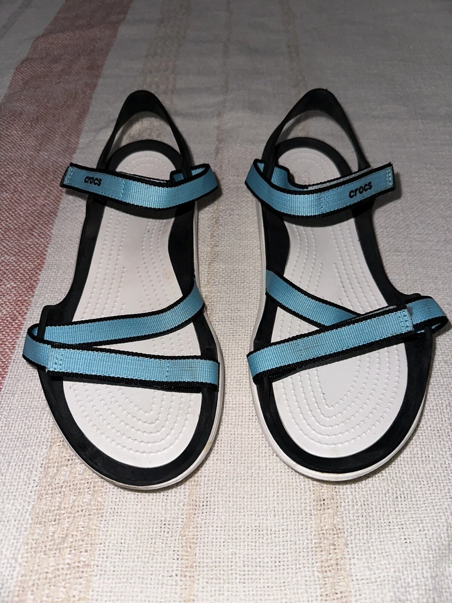 CROCS Women s SIZE 9 SWIFTWATER WEBBING SANDAL. POOL WHITE STYLE 204804