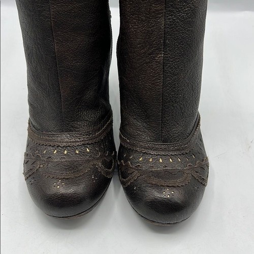 Chie Mihara Sz 8 1/2 Chocolate Brown Heeled Boots Leather Knee Boots - Picture 8 of 15
