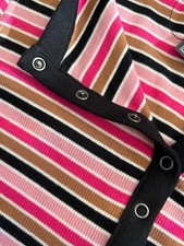 Marks Ribbed Henley Neck Top Cotton Rich Stretch Pink Long Sleeve Button Plus