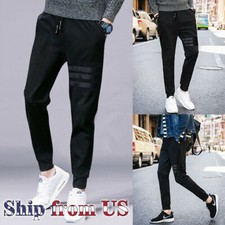 Man's Fashion Stretch Skinny Slim Fit Sweatpants Pants Casual Workout Trousers