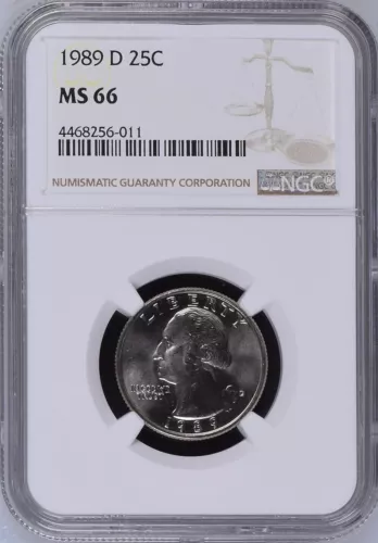 1989-D 25C Washington Quarter Dollar NGC MS66   4468256-011