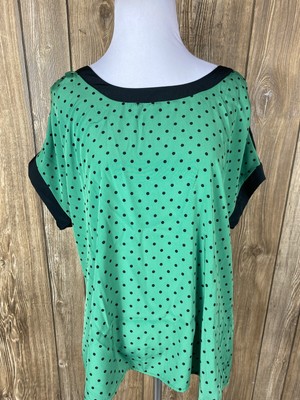 green polka dot blouse