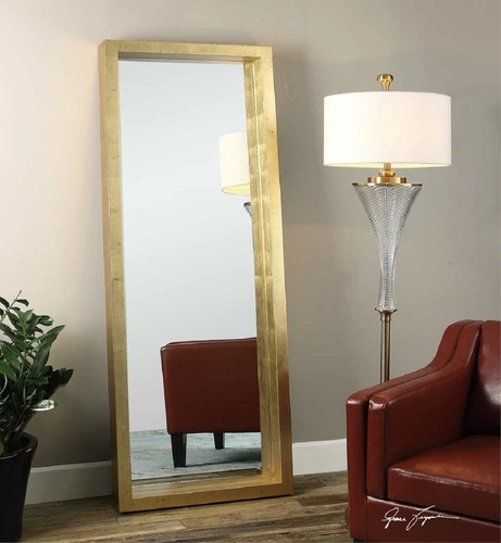 Edmonton Full Length Leaner Dressing Mirror Floor Gold Leaf ~ Uttermost 14554 - Picture 2 of 7