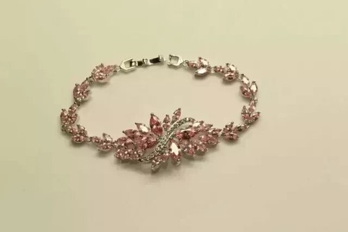 Women's Morganite Bracelet 8Ct Marquise Cut Lab-Created in 14K White Gold Plated - Picture 5 of 5