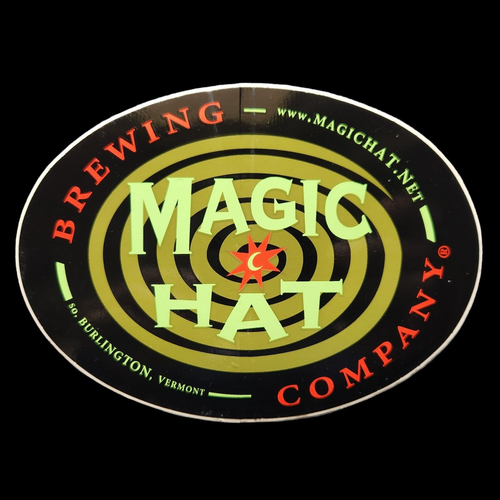 MAGIC HAT BREWING CO 2 Oval Logo Stickers 6"L x 4"W Burlington Vermont Green Ltr - Picture 2 of 3