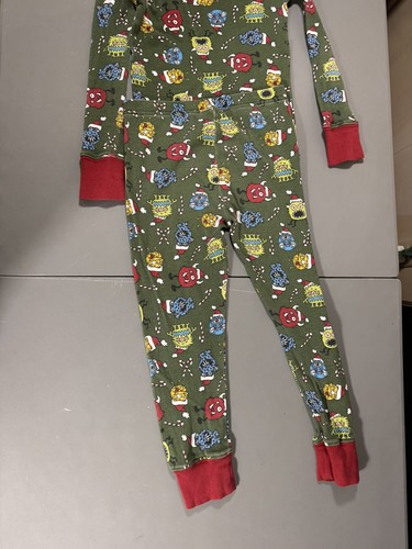The Children's Place Christmas Monsters  Size 5 Cotton  Sleeper Pajamas Green - Picture 16 of 19