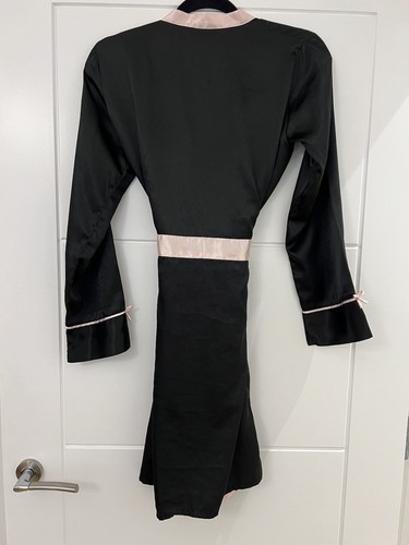 Conjunto de bata y camisón de cubierta corta Etam negro y rosa talla pequeña UK 8 pijama - Imagen 15 de 15