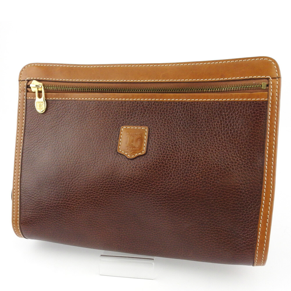 バッグ Celine Macadam Pattern Clutch Bag Beige CELINE clutch bag macadam mark beige leather Authentic used