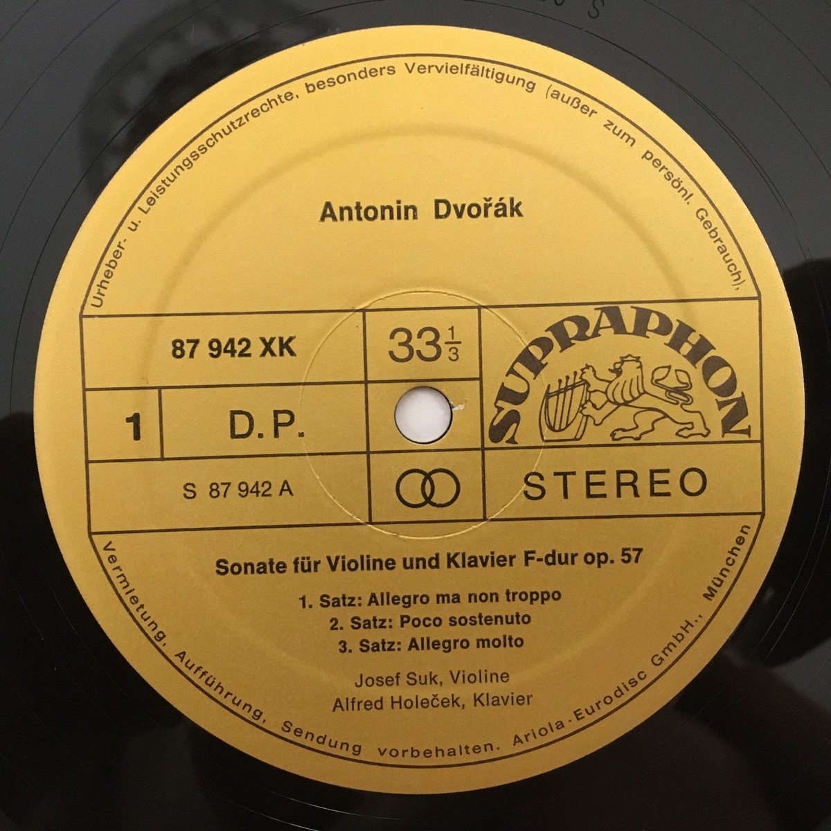 Dvorak Edition ４５CD G753 Dvorak Complete Violin & Piano Works Suk Holecek 2LP Eurodisc