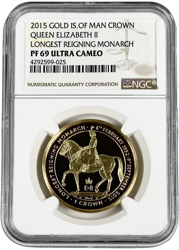 2015 Isle of Man Gold 1oz Longest Reigning Monarch Proof NGC PF 69 UC 500 Minted