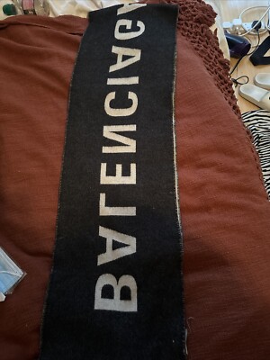 Balenciaga reversible wool scarf iconic black and grey UK
