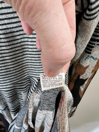 Vestido tejido LA Soul para mujer talla M gato dama novedoso estampado rayas multicolor oficina - Imagen 6 de 9