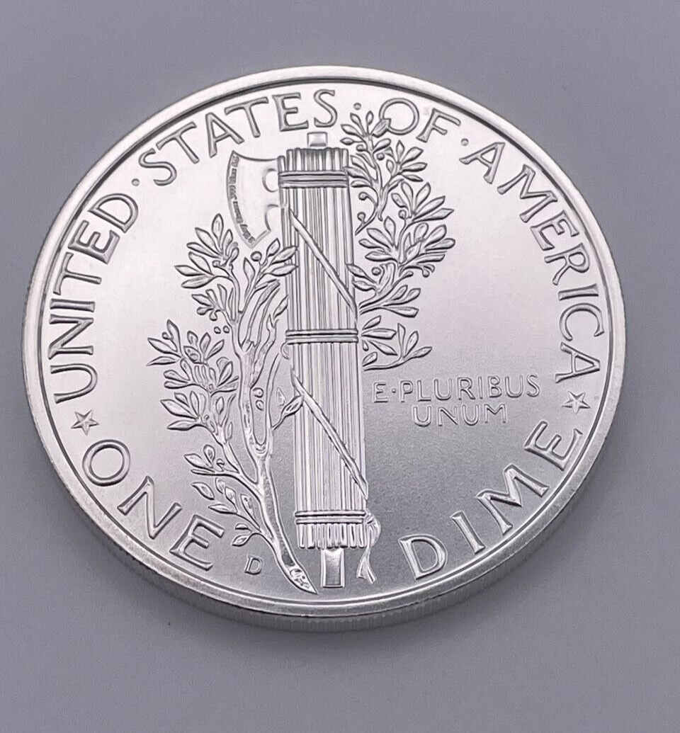 1916 D Mercury Dime 2 oz .999 Silver Round Winged Liberty Intaglio