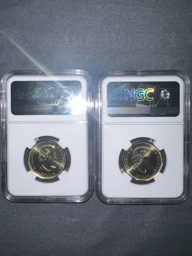 2021 $1 CANADA NGC MS66 KLONDIKE GOLD RUSH LOON LOONIE DOLLAR MATCHED 2-COIN SET