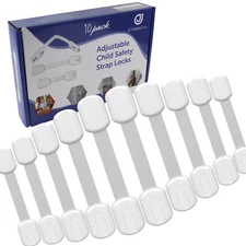 Child Safety Strap Locks 10‑Pack Adjustable Cabinet & Drawer Baby Proofing Locks