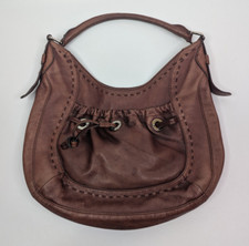 B Makowski Handbag Genuine Leather Shoulder Bag Pebbled Brown Hobo Slouch Bag